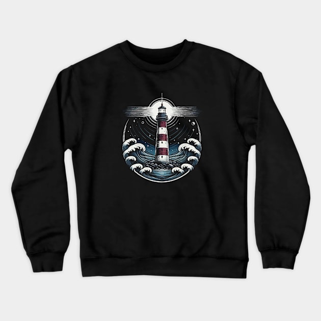 Lighthouse Ocean Crewneck Sweatshirt by katzura